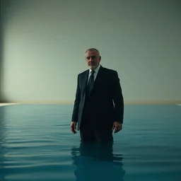 film still of shaved viktor orban standing in an empty empty empty pool, a scene from tv series narcos narcos narcos, hd, 4 k