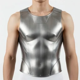 male torse made of futuristic panels and brushed steel