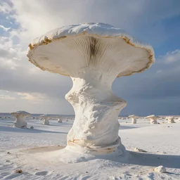 white desert landscape photo of a mushroom rock formation shaped like a human vertebrae!!!!!!!!