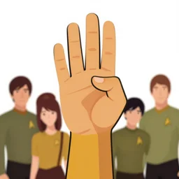 a hand showing the vulcan live long and prosper hand salute from star trek clean cel shaded vector art. shutterstock. behance hd by lois van baarle, artgerm, helen huang, by makoto shinkai and ilya kuvshinov, rossdraws, illustration, art by ilya kuvshinov