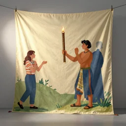 passing a peace pipe, by wlop and jovana rikalo and nick silva, modern cloth, on artstation, light source from the left, cartoon style
