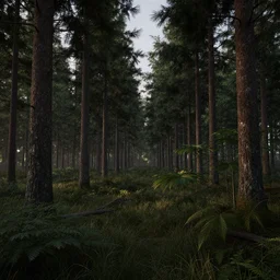 highly detailed octane render of a forest at twilight