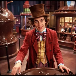 security cam footage still of Willy Wonka in his Chocolate Factory, Willy Wonka movie still