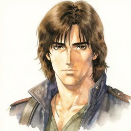 john rambo portrait by yoshitaka amano, watercolor, soft, delicate, masterpiece, anime