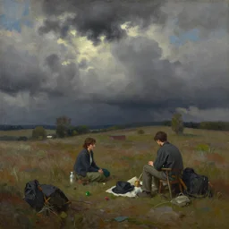 the trappings of modern life, oil painting by greg rutkowski