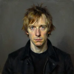 a portrait of neil gaiman, painted by zdzislaw beksinski