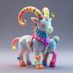 photo of a opalescent claymodel of a multicolored steampunk aries icon, 3 d render, crisp, trippy, 8 k, fluorescent colors, insanely integrate