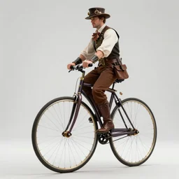a man dressed in steampunk clothing riding a large penny - farthing celebrating winning the tour de france with other riders dressed in modern clothing on modern bikes far behind him and angry, news, file photo, photorealistic, getty images, front page