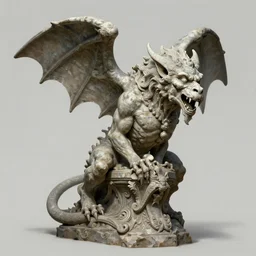 a detailed full body portrait gargoyle statue in stone, by greg rutkowski and justin gerard, digital art, monstrous, art nouveau, baroque style, realistic painting, very detailed, fantasy, dnd, character design, trending on artstation