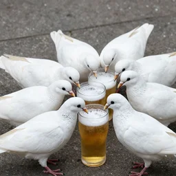 Japanese doves drinking beer