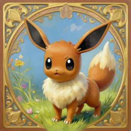 a very cute eevee, beautiful painting by artgerm and greg rutkowski and alphonse mucha