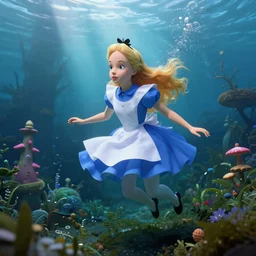 underwater alice in wonderland ( 2 0 1 0 ), photorealistic, detailed