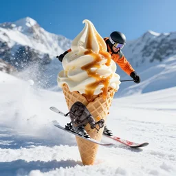 photo of ice - cream with a guy skiing on it