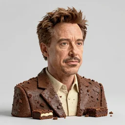 sculpture of robert downey jr made from pieces of brownies