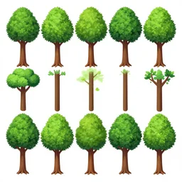 video game sprite trees, hd, high resolution, stylized game art