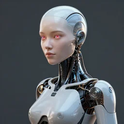 portrait of female android, digital art