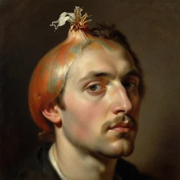 onion head man, oil painting, highly detailed, classical