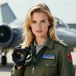 epic professional digital portrait art of blonde supermodel airforce pilot, 4 5 mm lens, digital photo, facing front, by neal adams and joelle jones artstation, cgsociety, wlop, epic, much wow, much detail, gorgeous, detailed, cinematic, masterpiece