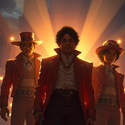the jackson 5 wearing cinematic lighting, establishing shot, art by jordan grimmer