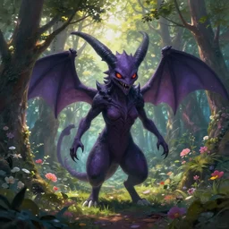 terrifying digital painting of a hyperrealistic demonic pokemon, nightmare scenery, the trees of a flowery woodlands glistens as the morning sun touches its leaves with her gentle rays, and colors walk through the forest by alena aenami and arthur adams, octane render, detail texture, unreal engine, 8 k