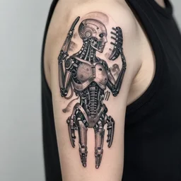 biomechnical cybernetic tattoo stencil