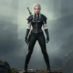 full body beatiful Ciri from the witcher, green eyes, attractive pose, cinematic, wallpaper