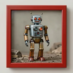 adventurer ( ( ( ( ( 1 9 5 0 s retro future robot android picture frame. muted colors. ) ) ) ) ) by jean baptiste monge!!!!!!!!!!!!!!!!!!!!!!!!! chrome red