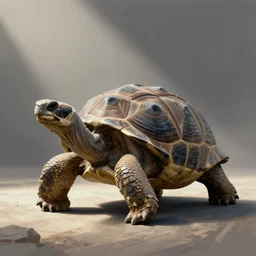 Giant tortoise far away, digital painting