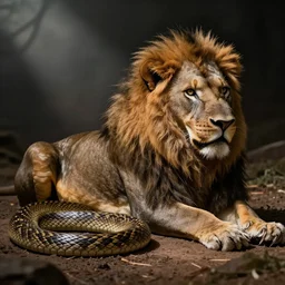 a snake - lion - hybrid, animal photography
