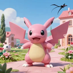 pokemon in the style of dali, pink with french landscape, octane, 5 0 mm,