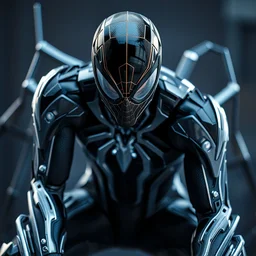 photo of a cyber black and silver spider - man highly detailed 8 k hdr smooth sharp focus high resolution award - winning photo
