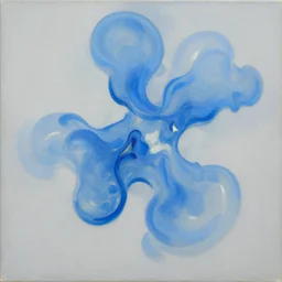 floating blobs of blue water on a plain background, oil on canvas, abstract art, caustics, volumetric light, in the style of jean - paul riopelle