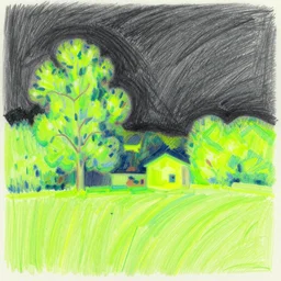 a fluorescent crayon drawing by georges seurat