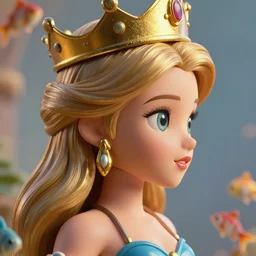 highly detailed closeup, face profile portrait of a tin toy fairytale princess wearing a crown, bikini, unreal engine, nicoletta ceccoli, mark ryden, earl norem, lostfish, global illumination, detailed and intricate environment
