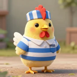 photography cute chicken dressed as a prisioner
