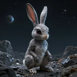 alien rabbit in the space by HR giger, octane render, ambient light,