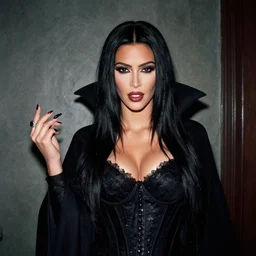 candid photo of kim kardashian as a gothic vampire in the 1990s