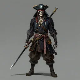 undead samurai pirate, concept art, digital art,