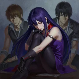 Nyx from SMT Persona 3, melancholic painting of videogame boss Nyx by James Gurney, Ross Tran and Greg Rutkowski, trending on ArtStationHQ