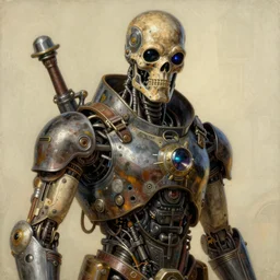 portrait of a dieselpunk t - 8 0 0 terminator greg manchess, painting by sargent and leyendecker, ghibli studio, asymmetrical intricate elegant illustration hearthstone, by greg rutkowski, by greg tocchini, by craig mullins