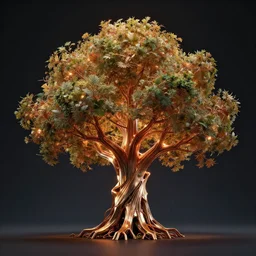 a concept art of a tree made out of metal, volumetric illumination, octane render, cinematic lightning, 8 k, trending artstation, highly detailed, vivid
