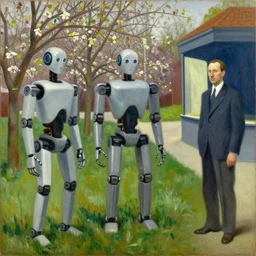robot orchard, grant wood, pj crook, edward hopper, oil on canvas