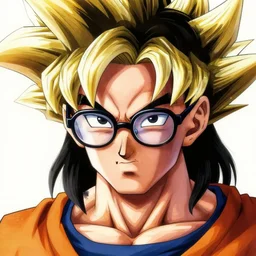 portrait of goku from dragon ball wearing glasses with michael jackson incredibly detailed, color, smooth, concept art, illustration,