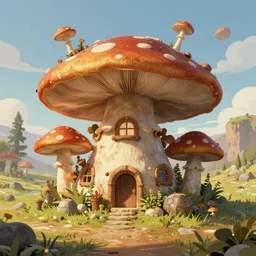 a mushroom house in the middle of nowhere. detailed fantasy art, by ferdinand knab, simon stalenhag and beeple, and cyril rolando, cryengine
