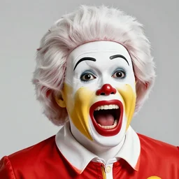 photo of generic human face becoming of ronald mcdonalds screaming in pain