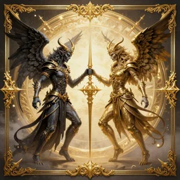 demons and angels locked in epic battle, in style of Doom, in style of Midjourney, meticulously detailed and intricate, golden ratio, elegant, ornate, horror, elite, ominous, haunting, matte painting, cinematic, cgsociety, Gustave Dore, James jean, Noah Bradley, Darius Zawadzki, Zdizslaw Beksinski, high detail vintage engraving illustration