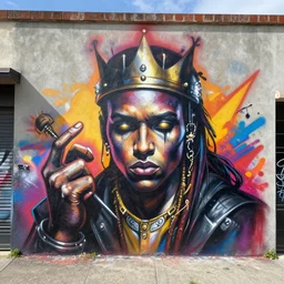aether king as a graffiti mural by lee, spray paint, masterpiece, trending on artstation