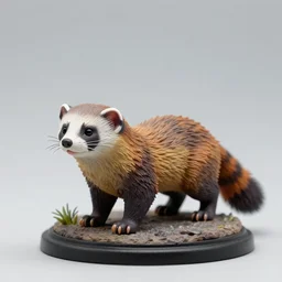 80mm resin detailed miniature of fluffy polecat, Product Introduction Photos, 4K, Full body, simple background