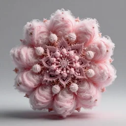 an intricate and highly detailed 3d sculpture of a fractal made of cotton candy