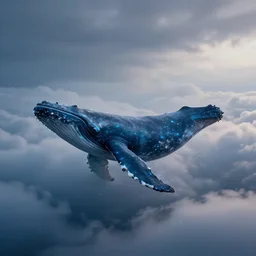 whale swimming through clouds, cinematic lighting, bioluminescent, dan mumford, artgerm, greg rutkowski